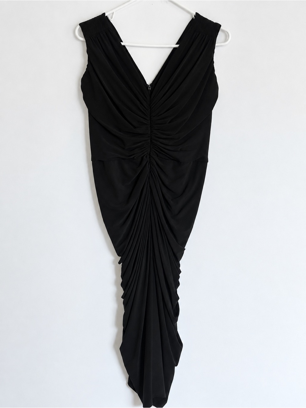 Tadashi Shoji Black Ruched Draped Mermaid-Inspired Dress Size 8